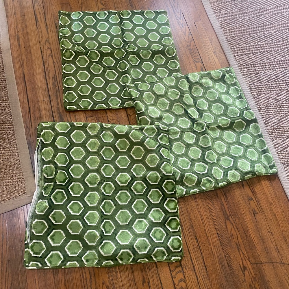 Green Hexagon Pattern Pillow Covers